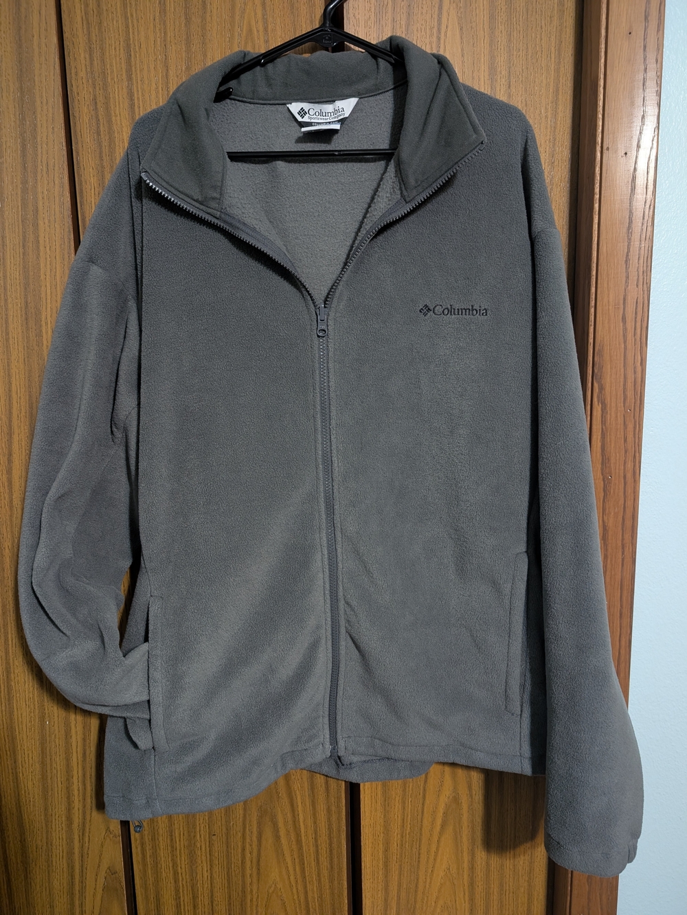 Columbia Men's XLT (XL Tall) Gray Full Zip Fleece Jacket w/ Stand-Up Collar